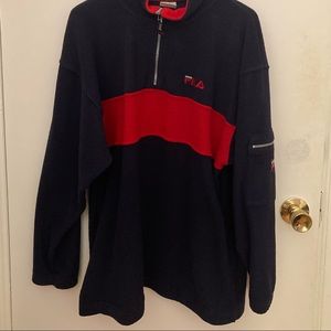 Fila red and black quarter zip size XL.